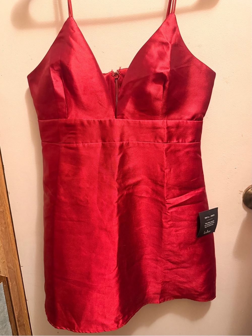 Lulu's Red V-Neck Spaghetti-Strap Mini Dress